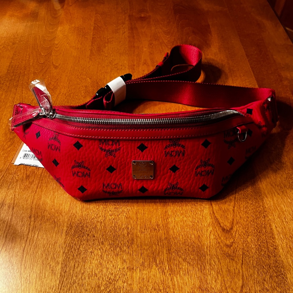 MCM NWT Fursten VI Belt Bag in Candy Red - AMAZING